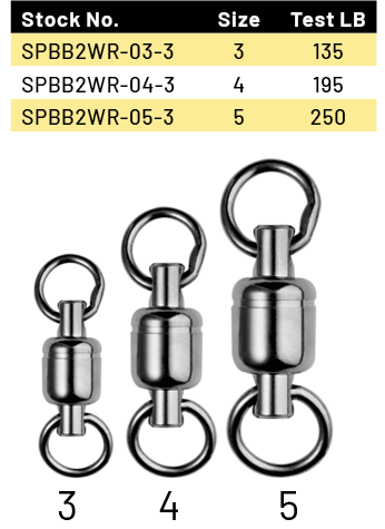 Émerillons à Roulement SPRO Taille 2 – 2 Anneaux Soudés 65lb – Lot 3 Pièces
