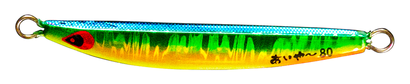 AIYA JIG GREEN GOLD GLOWING BELLY TAIL ORANGE GLOWING
