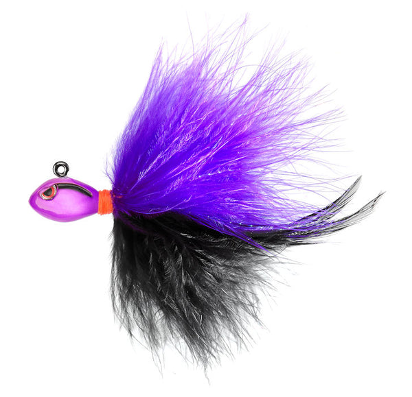 Vmc Bucktail Jig 1/8 White Plastic VMC Moon Tail Jig-1/4 Oz / Purple Albino Omnia Fishing Black Bucktail Jigs